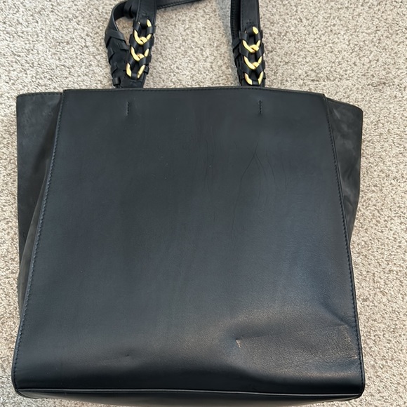 Tory Burch “Brooke” Suede and Smooth Leather Tote in Black - Picture 9 of 16